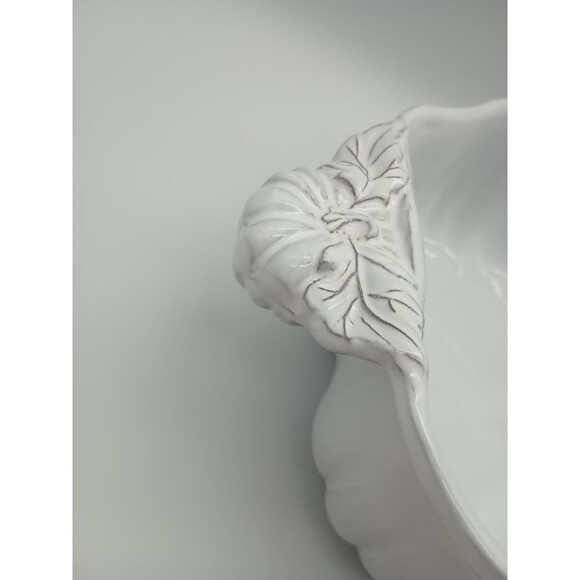 Sur La Table Bowl Embossed Pumpkin White Double Handled Serving 9" - Picture 3 of 9